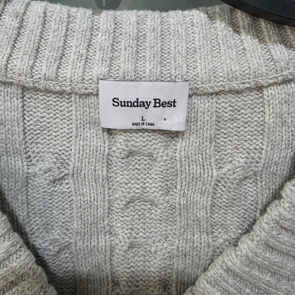Sunday Best Grey Cable Knit Sweater Vest Women’s Large - Picture 2 of 11